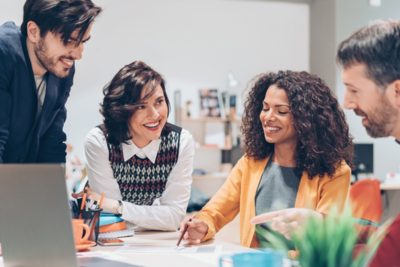 People at work smiling