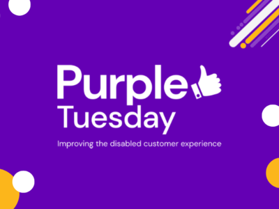 Purple background with the Purple Tuesday logo on